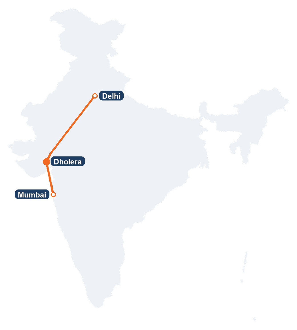 DMIC route across India — Delhi to Mumbai via Dholera